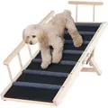 Vevor Hunderampe 1,2m Lang Hundetreppe Mit 7 Querstangen Hundeautorampe Aus Kiefernholz Gummi Hundeeinstiegshilfe 6-stufige Höheneinstellungen Tierrampe Ca. 113kg Tragfähigkeit Für Große Kleine Hunde