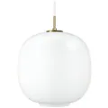 Louis Poulsen VL45 Radiohus Pale Rose Pendelleuchte Ø 370 Brass/glossy white opal glass