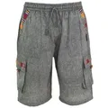 Guru-Shop Relaxhose Ethno Yogashorts im Goastyle - steingrau Hippie, Ethno Style, alternative Bekleidung grau S