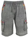 GURU SHOP Ethno Yogashorts im Goastyle - Steingrau, Herren, Size:S