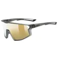 uvex skyryse - Sportbrille für Damen und Herren - starker Schutz vor Sonnenstrahlung - direkte Rahmenbelüftung - smoke gray matt/gold mirror- one size