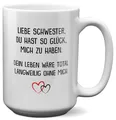 XL Tasse Schwester Geschenk Geburtstag Weihnachten Geschwister Mädchen Frauen