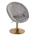 Wohnling Loungesessel Samt Grau/Gold Design Drehstuhl, Clubsessel Polsterstuhl mit Rückenlehne, Drehsessel Cocktailsessel Lounge, Sessel mit Stoffbezug