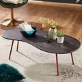 FineBuy Couchtisch Akazie Grey Massivholz 122 cm · Wohnzimmertisch in Nierenform Metallbeinen · Handgefertigter Design Tisch im Retro Mid-Century Look