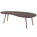 FineBuy Couchtisch Akazie Grey Massivholz 122 cm · Wohnzimmertisch in Nierenform Metallbeinen · Handgefertigter Design Tisch Retro organische Form Grau