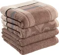 Erwin Müller Handtuch-Set 4er-Pack braun Größe 50x100 cm - Ludwigsburg - 100% Baumwolle - kuschelweich, saugstark, voluminös - praktisch durch beidseitige Schlaufen (weitere Farben)