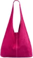 Caspar große Damen Wildleder Tasche Hobo Bag Shopper - CLASSIC LINE - Modell No.767 - Made in Italy, Farbe:fuchsia, Größe:One Size