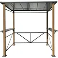 Leco Aluminium Luxus-Grillpavillon in Holzoptik,anthrazit-grautransparent,2,35 x 1,50 x 2,27 m (L x B x H)