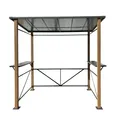 Leco Aluminium Luxus-Grillpavillon in Holzoptik, anthrazit-grautransparent, 2,35 x 1,50 x 2,27 m (L x B x H)