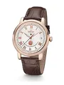 Kronsegler Dresden Green II Herrenuhr Rose - weiß | Roségold Edelstahl – Guillochiertes Zifferblatt – Grüner Diamant – Lederarmband Braun
