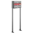 AL Briefkastensysteme 3er Briefkasten als Standbriefkasten, 3 Fach Premium Briefkastenanlage in Edelstahl rostfrei Postkasten modern