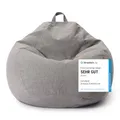 Lumaland Sitzsack Comfort Line | Indoor Beanbag 70x80x50cm mit mehr als 1 Mio. anpassbaren EPS-Perlen | Weiches & Komfortables Bodenkissen | Sessel für Kinder & Erwachsene | 120 L Volumen [Hellgrau]
