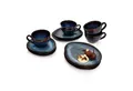 SÄNGER Kaffeeservice Tokio Kaffeetassen Set (12-tlg), 4 Personen, Steingut, Blau Schwarz, Handmade, Premium Collection