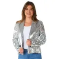 Opposuits Kostüm Silberne Pailletten Blazerjacke Suitmeister grau|silberfarben XL (46)