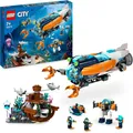 LEGO 60379 City Forscher-U-Boot Spielzeug, Unterwasser-Set mit Drohne, Mech