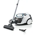 Bosch Staubsauger beutellos Serie 6 BGC41LSIL, Bodenstaubsauger, ideal für Allergiker, Hygiene-Filter, für Parkett, Teppich, Fliesen, leise, langes Kabel, Polster-Düse, weiß