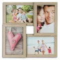 levandeo Bilderrahmen Collage 28x28cm 4 Fotos 10x15 Eiche gekälkt Holz MDF Glas