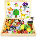 Magnetisches Holzpuzzle 110 Stück Waldtiere Montessori Spielzeug Kinder 3 Jahre