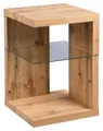 M2 Kollektion Beistelltisch DOMINGO, Wildeiche Dekor, mit Glasplatte, 40 x 40 cm