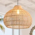 Parrot Uncle Große Rattan-Pendelleuchte, natürlicher Rattanschirm, E27-Fassung, 60 cm Durchmesser, für Wohnzimmer Esszimmer (Ohne Leuchtmittel)