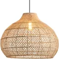 Parrot Uncle Rattan Pendelleuchte 60 Cm Boho Hängelampe E27 Deckenlampe Höhenverstellbar Für Wohnzimmer Esszimmer, Ohne Leuchtmittel