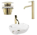wohnwerk.idee Aufsatzwaschbecken Waschbecken Marmor Optik Gäste WC / Gäste Bad Amelia Mini 38x26cm