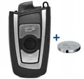 mt-key Auto Schlüssel Smartkey 3 Tasten Ersatz Gehäuse + passende CR2450 Knopfzelle, CR2450 (3 V), für BMW Funk Fernbedienung