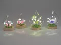 4er Set LED Dekoobjekte Tropfen mit Blumen innen H. 18cm bunt Glas Formano F26