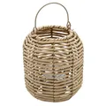 Rattan Laterne mit Kerzen Glas 23 x 19 cm - Tisch Deko Teelicht Halter Boho Chic