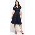 Queen Kerosin Swing Damen Jeanskleid, blau, Größe XS