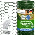 TTL GARDEN 1x25m Hasendraht 25x45mm Masche grün PVC beschichtet - rostfrei 0,70mm Draht Stärke Rolle feinmaschig Drahtgitter Kaninchendraht Zaun Gitter Maschendrahtzaun 25m x 1m breit grün