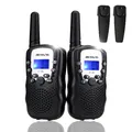 Retevis RT388 Spielzeug 4-12 Jahren Junge, Walkie Talkie Kinder mit Hintergrundbeleuchteter 8 Kanäle VOX Taschenlampe, Funkgerät Geschenke für Weihnachten, Radfahren, Camping (1 Paar, Schwarz)