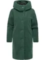 Ragwear Damen Teddymantel langer Wintermantel Plüschmantel mit Knopfleiste und Kapuze Joonie YOUMODO Pine Green Gr. L