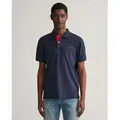 Gant für Herren. 2062026 Marineblaues Piqué-Poloshirt in Kontrastfarbe (M), Lässig, Baumwolle, Klassisch, Kurzarm