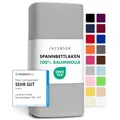 Jacobson Jersey Spannbettlaken Spannbetttuch Baumwolle Bettlaken (120x200-130x200 cm, Grau)