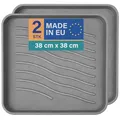 Bestlivings Schuhabtropfschale (2er Pack - Anthrazit) Schuhablage (38x38x2,5cm) wasserdichte Schuhwanne - Aptropfunterlage für schmutzige und nasse Schuhe, Schuhmatte für Haus Garten