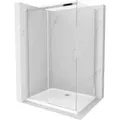 Mexen Omega ausziehbare Duschabtrennung 110 x 80 cm, Transparent, Chrom + Duschwanne Flat - 825-110-080-01-00-4010