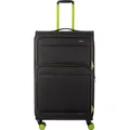 Franky Koffer Gr. L Reisegepäck T27-B Spinner 75er mit Dehnfalte black/green - Schwarz