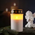 LED Grablicht Grabkerze gelb flackernd Timer H. 12,5cm bis zu 800 Std weiß gold