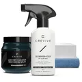 CREVIVE Lederreiniger 250 ml & Leder Reparatur Set Dunkelgrün 300 ml (Grün) - Lederpflege Auto - Lederreparatur Sofa - Autositz Reparatur