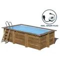GRE Holzbecken rechteckig Modell Marbella 2 420 x 270 x 117 cm, Komplettset - Blau