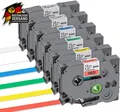 Beschriftungsband Set 6 Rollen farbig laminierte TZe für Brother P-Touch Geräte