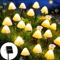 Joycome Solar Lichterkette Aussen 20 LED Solar Pilze Gartendeko, 2 Modi Solar Garten Pilzlampe Wasserdicht Solarleuchten Figuren für Garten Rasen Balkon Terrassen Ostern Deko (Warmweiß)