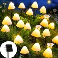 Solar Lichterkette Pilze 20 LED Außen Wasserdicht Gartendeko
