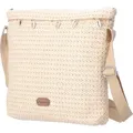 Damen Bast Tasche M » Umhängetasche ca. 30 x 26 cm » sommerliche Tasche mit Handy-Fach» Handtasche mit kleinen Muscheln