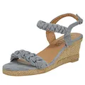 Fitters Footwear That Fits Damen Sandale Tess Synthetik Sandale mit Bastkeil und geflochtenem Mikrofaserband Übergröße (grau, numeric_43)