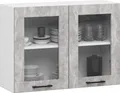 Küchen-Wandschrank OLIWIA W80 Vitrine 2 Türen Eiche Artisan Matt Weiß 80x30,5x58 cm