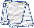 HOMCOM Fußball Rebounder Kickback Tor Rückprallwand Netz beidseitiger Rückprall Verstellbar in 5 Stufen Stahl Blau 100 x 95 x 90 cm
