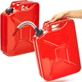 BW® Benzinkanister Metall 2x 20 Liter mit Schraubverschluss mit Ausgießer - Kraftstoffkanister Rot - RAL 3000 - TÜV-geprüft und UN-Zulassung - Made in Europe