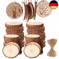 BetterJonny 50 Stück Holzscheiben, Rund 5-6cm Holz Log Scheiben Kit mit Loch
